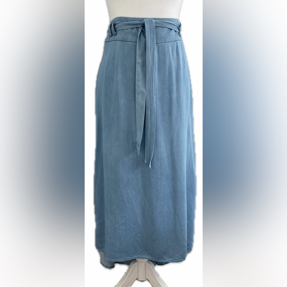 Westport 1962 Brand Chambray Belted Asymmetrical Skirt - Picture 3 of 9